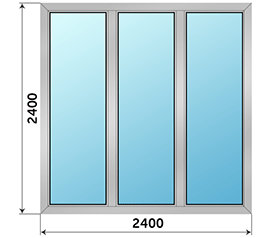 Трехстворчатое окно Realit 2400x2400