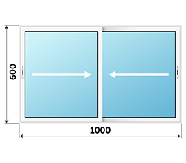 Двухстворчатое окно Slidors 1000x600