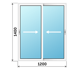 Двухстворчатое окно Slidors 1200x1400