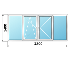 Окно на лоджию NEWTEC 3200x1400