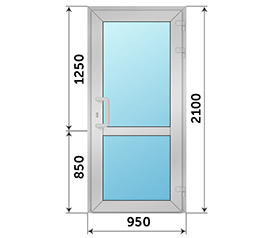 Одностворчатая дверь остекленная Alumil 950x2100