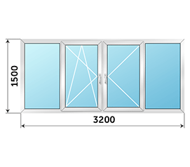 Балконное окно ALUTECH 3200x1500
