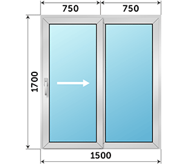 Полуторная дверь остекленная Realit 1500x1700