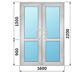 Двухстворчатая дверь остекленная NEWTEC 1600x2200