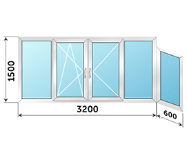 Окно на лоджию Realit 3800x1500