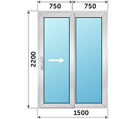 Полуторная дверь остекленная NEWTEC 1500x2200