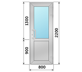 Одностворчатая дверь со стеклом Alumil 800x2200