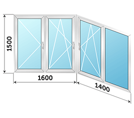 Балконное окно ALUTECH 3000x1500