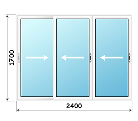 Окно на лоджию распашное ALUTECH 2400x1700