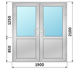 Двухстворчатая дверь со стеклом Alumil 1900x2100