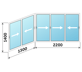 Окно на балкон распашное NEWTEC 3500x1400