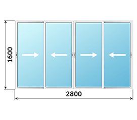 Окно на лоджию NEWTEC 2800x1600