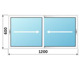 Двухстворчатое окно Slidors 1200x600