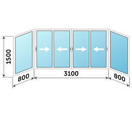 Балконное окно распашное Provedal 4700x1500