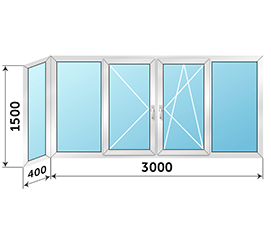 Окно на лоджию NEWTEC 3400x1500