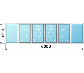 Балконное окно Provedal 6000x1600