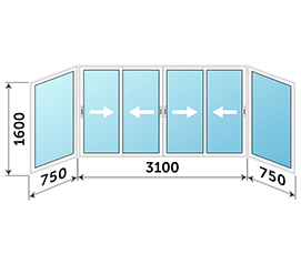 Окно на балкон Krauss 4600x1600